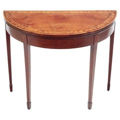 Late 18th Century Sheraton Crossbanded Demi-Lune Card Table