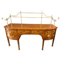 Late 18th Century Sheraton English Mahogany Brass Rail Sideboard