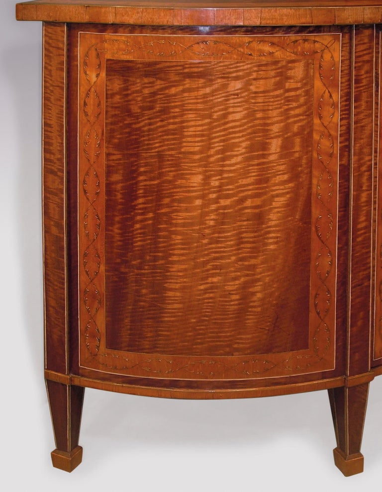Polished Late 18th Century Sheraton Period Mahogany and Satinwood Demilune Commode For Sale