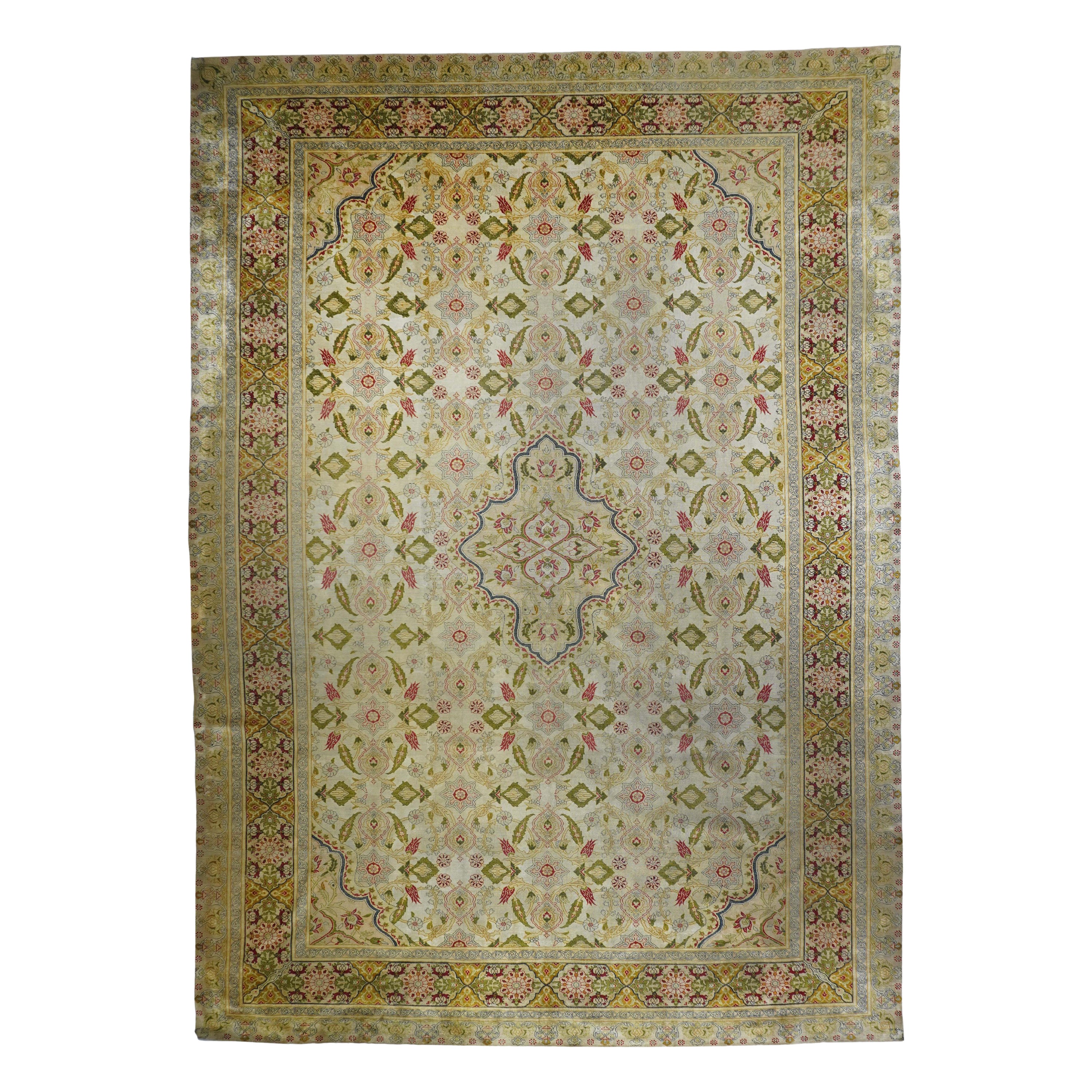 Türkischer Sivas-Teppich aus Seide des späten 18. Jahrhunderts 9'10'' x 14'0'' im Angebot