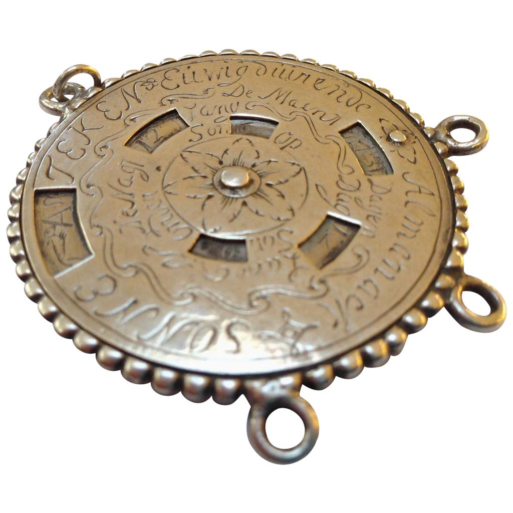 Late 18th Century Silver Dutch Perpetual Calender For Sale