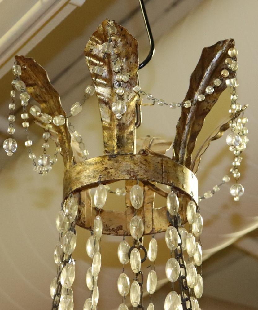 Late 18th Century Silvered Metal Twelve-Light Empire Chandelier In Good Condition In Essex, MA