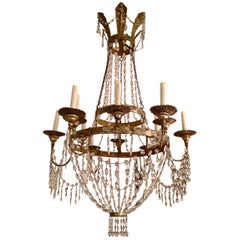 Late 18th Century Silvered Metal Twelve-Light Empire Chandelier