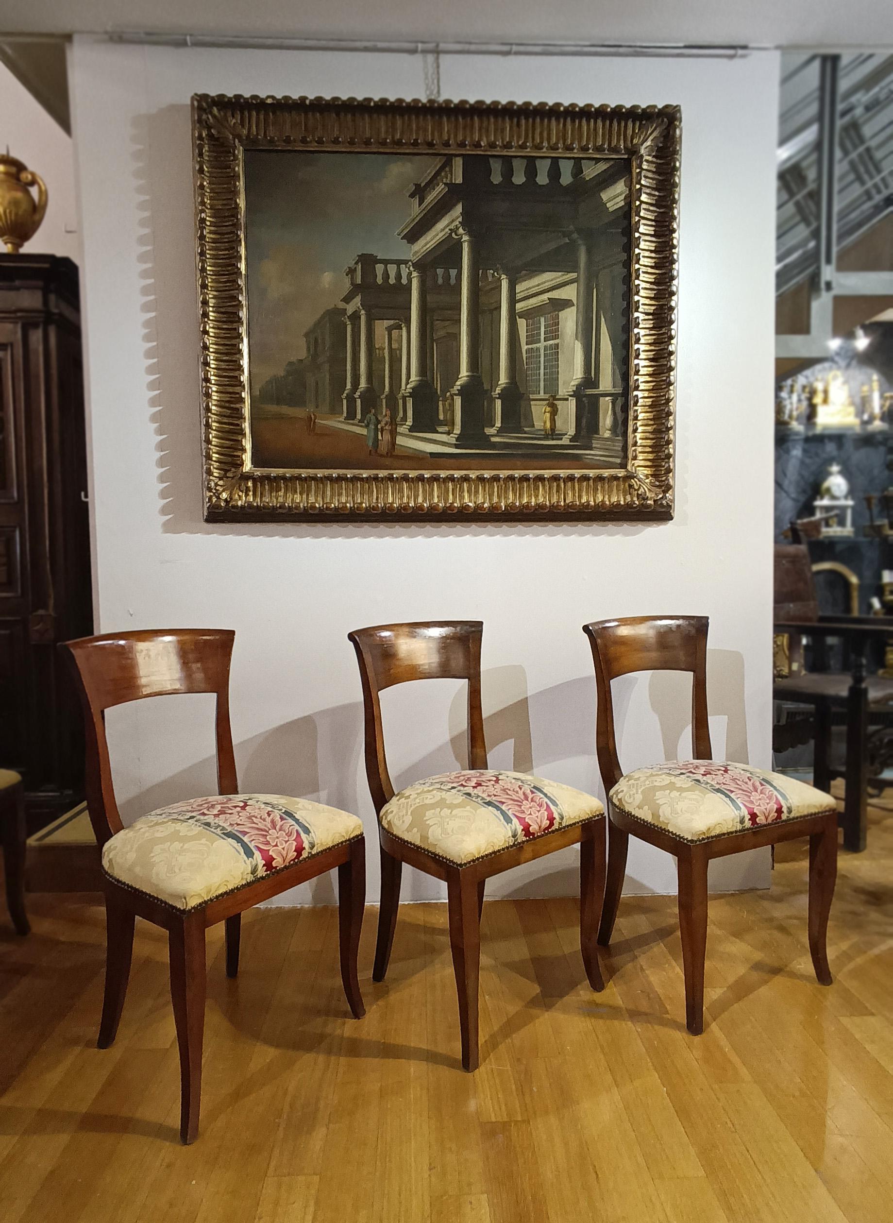 Directoire LATE 18th CENTURY SIX DIRECTOIRE WALNUT CHAIRS For Sale