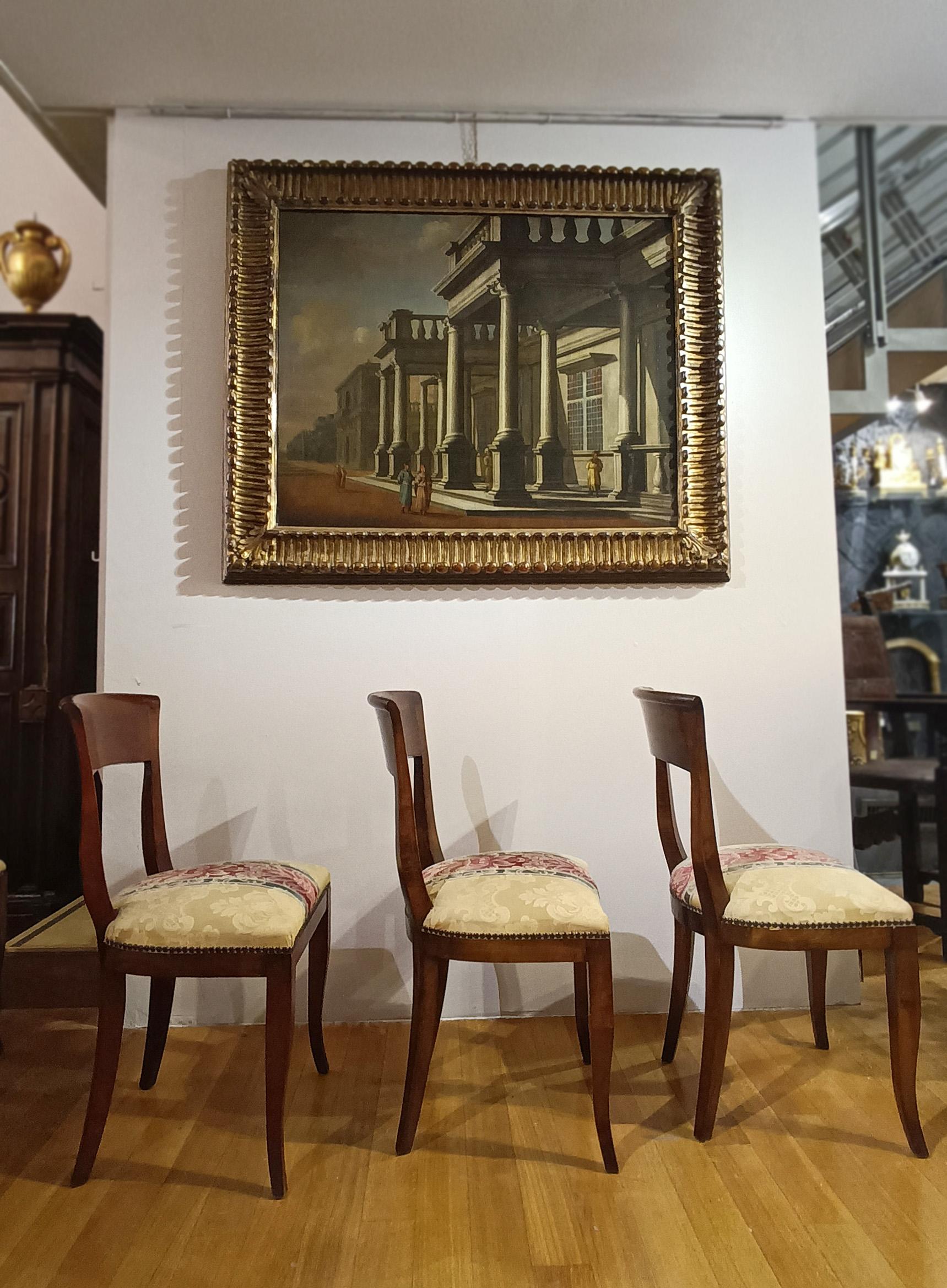 Italian LATE 18th CENTURY SIX DIRECTOIRE WALNUT CHAIRS For Sale