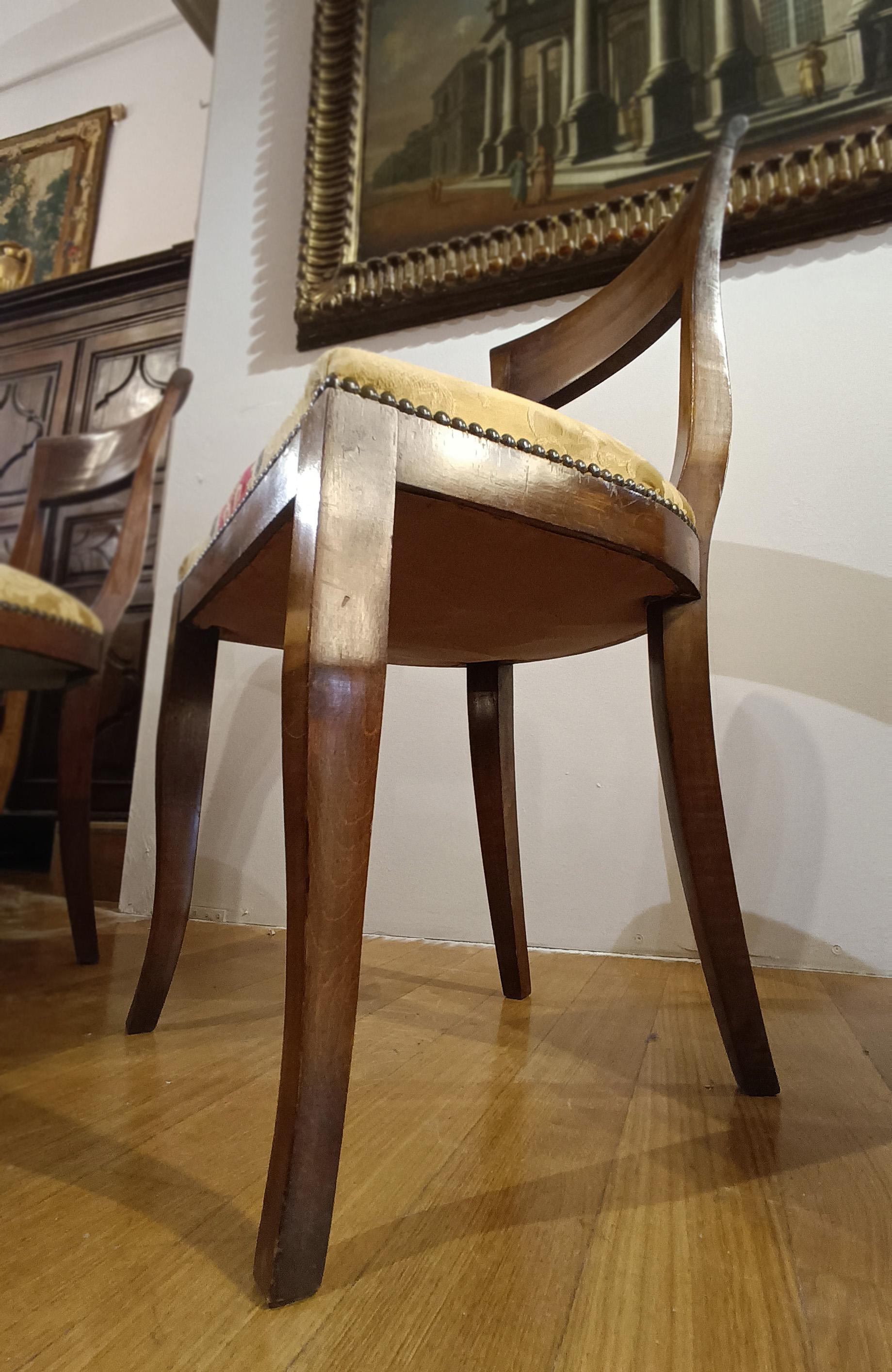 LATE 18th CENTURY SIX DIRECTOIRE WALNUT CHAIRS For Sale 1