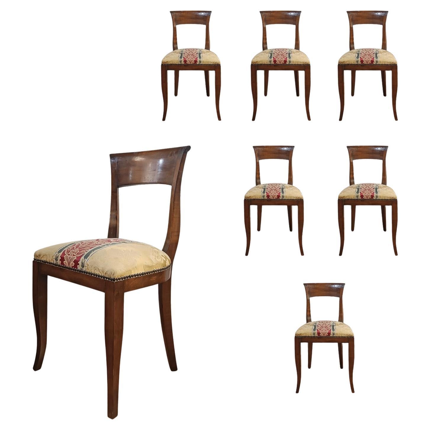 LATE 18th CENTURY SIX DIRECTOIRE WALNUT CHAIRS For Sale