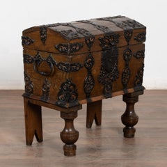 Late 18th Century Small Dome Top Oak Trunk on Stand, Sweden