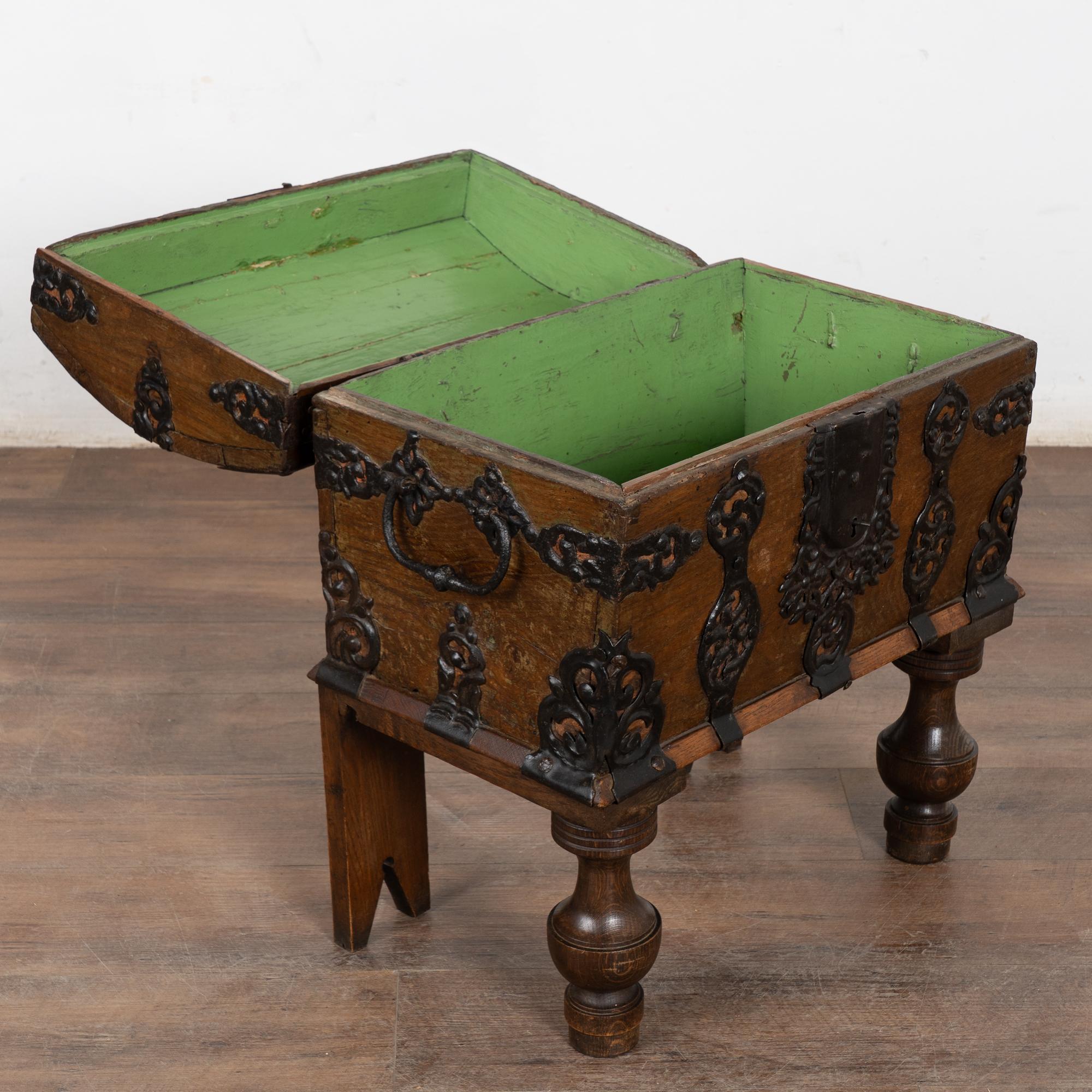 Swedish Late 18th Century Small Dome Top Oak Trunk on Stand, Sweden For Sale