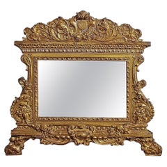 LATE 18th CENTURY SMALL GILT-PLATED BRASS MIRROR