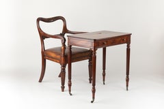 Late 18th Century Small Lady's Mahogany Writing Desk with Ink Pot & Well