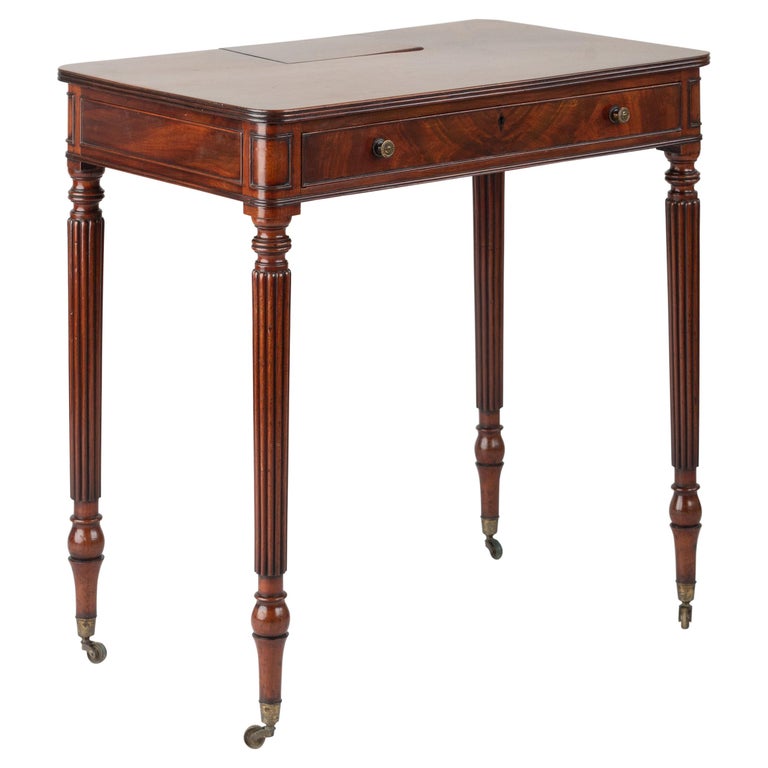 Late 18th Century Small Lady's Mahogany Writing Desk with Ink Pot and