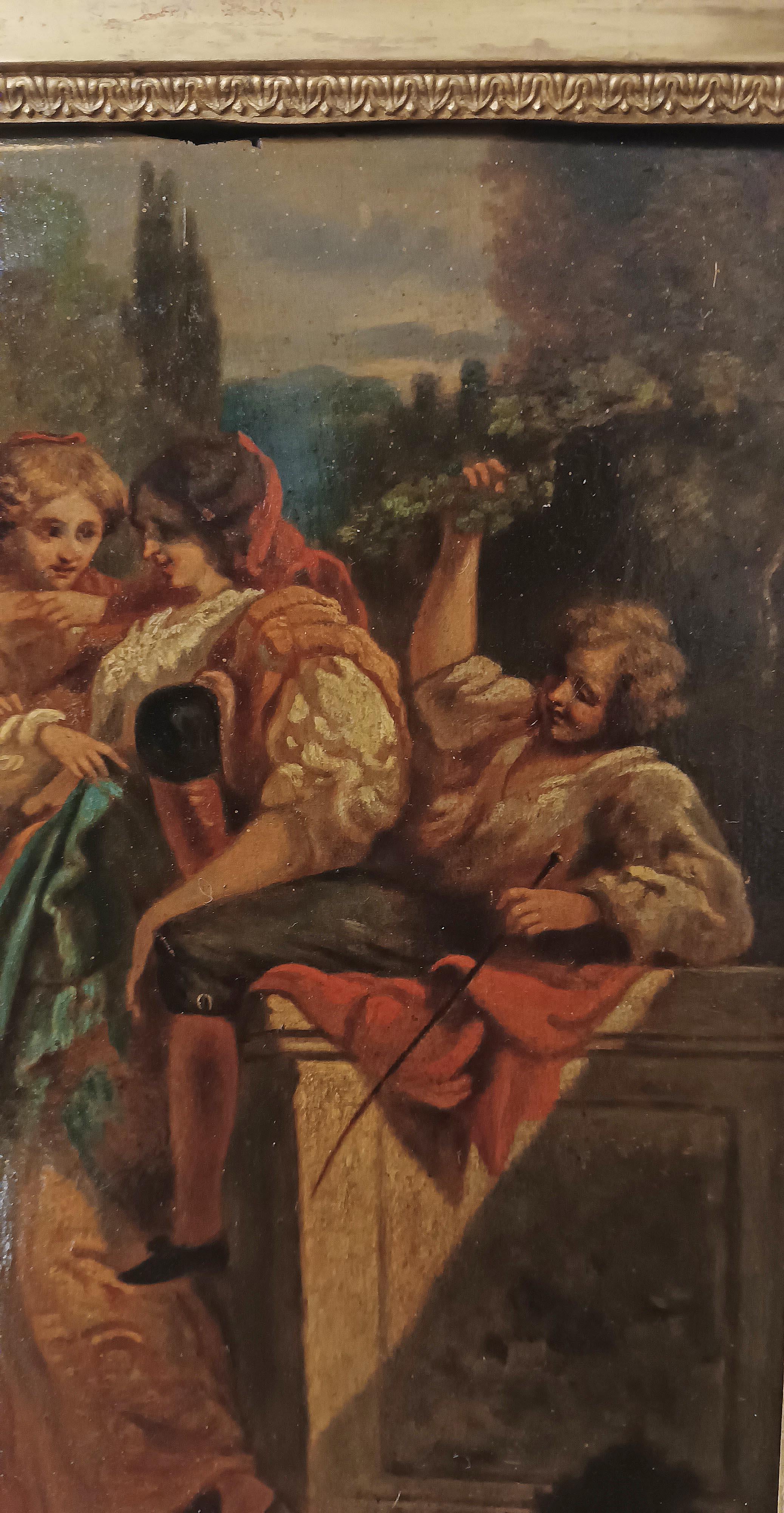 LATE 18th CENTURY SMALL PAINTING WITH A GENRE SCENE In Good Condition For Sale In Firenze, FI