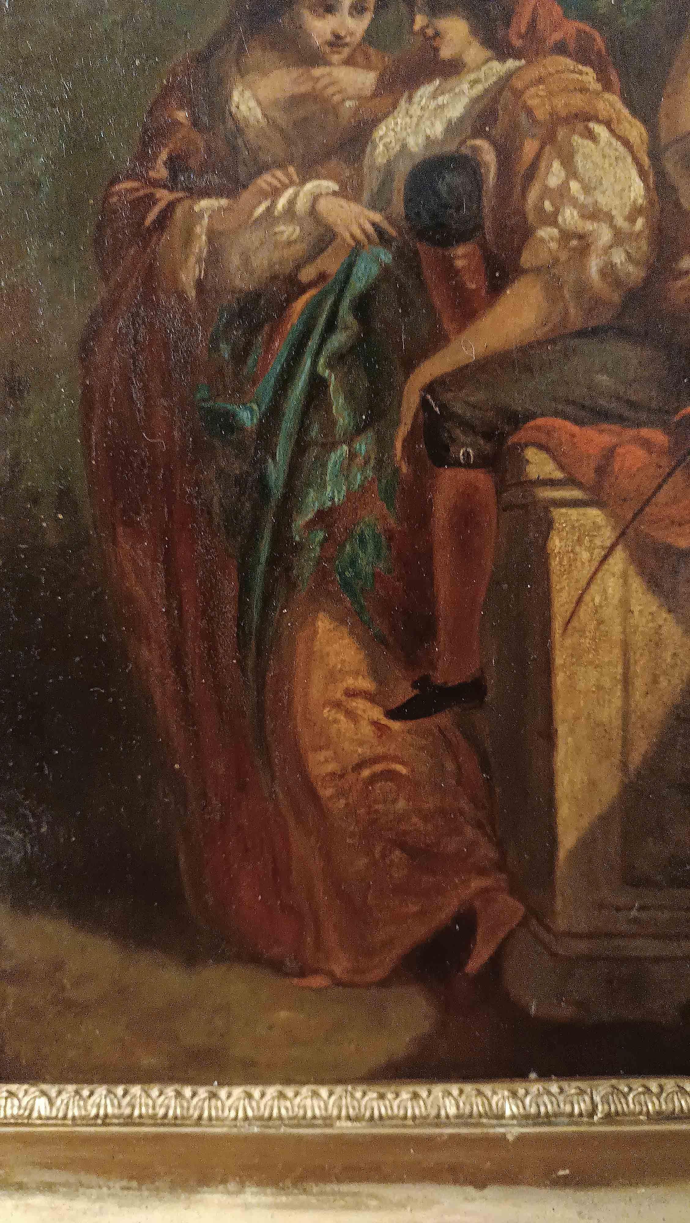 18th Century LATE 18th CENTURY SMALL PAINTING WITH A GENRE SCENE For Sale