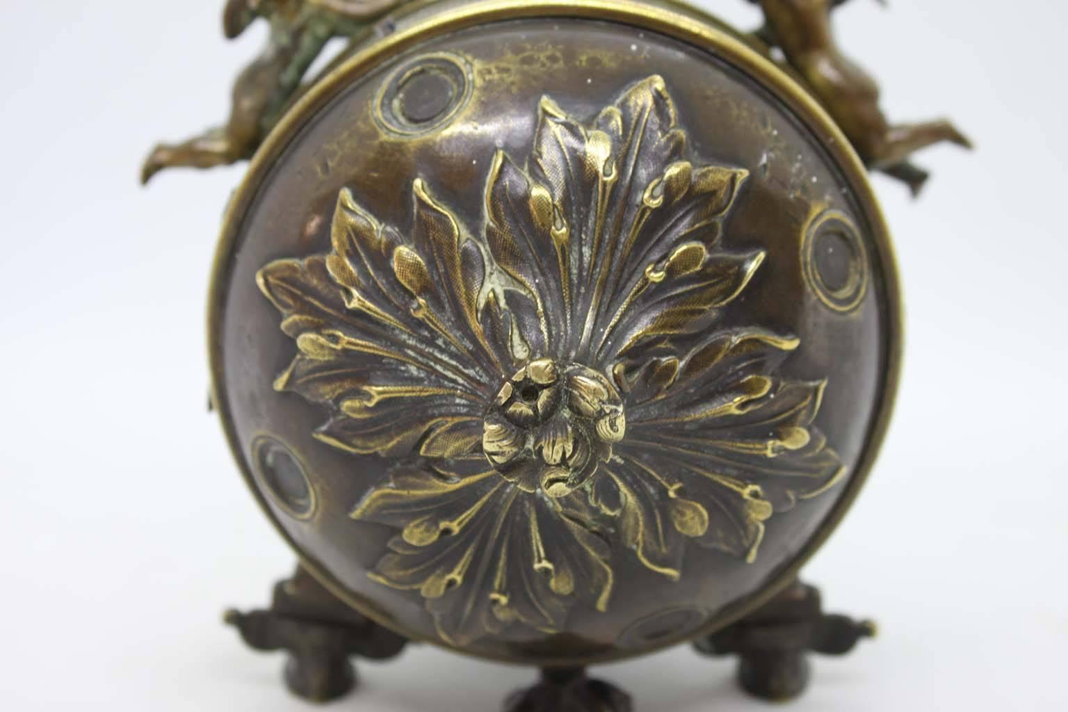 Bronze Late 18th Century Small Round Clock by Isaac Soret & Fils