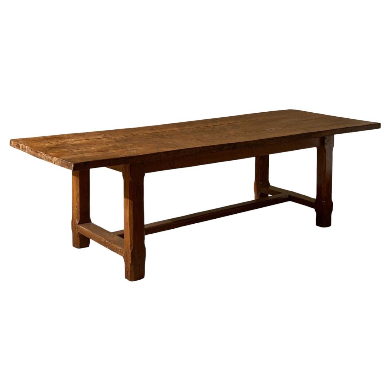 Late 18th century solid elm farmhouse dining table For Sale
