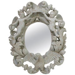 Late 18th Century Spanish Baroque Mirror with Angels and Eagle