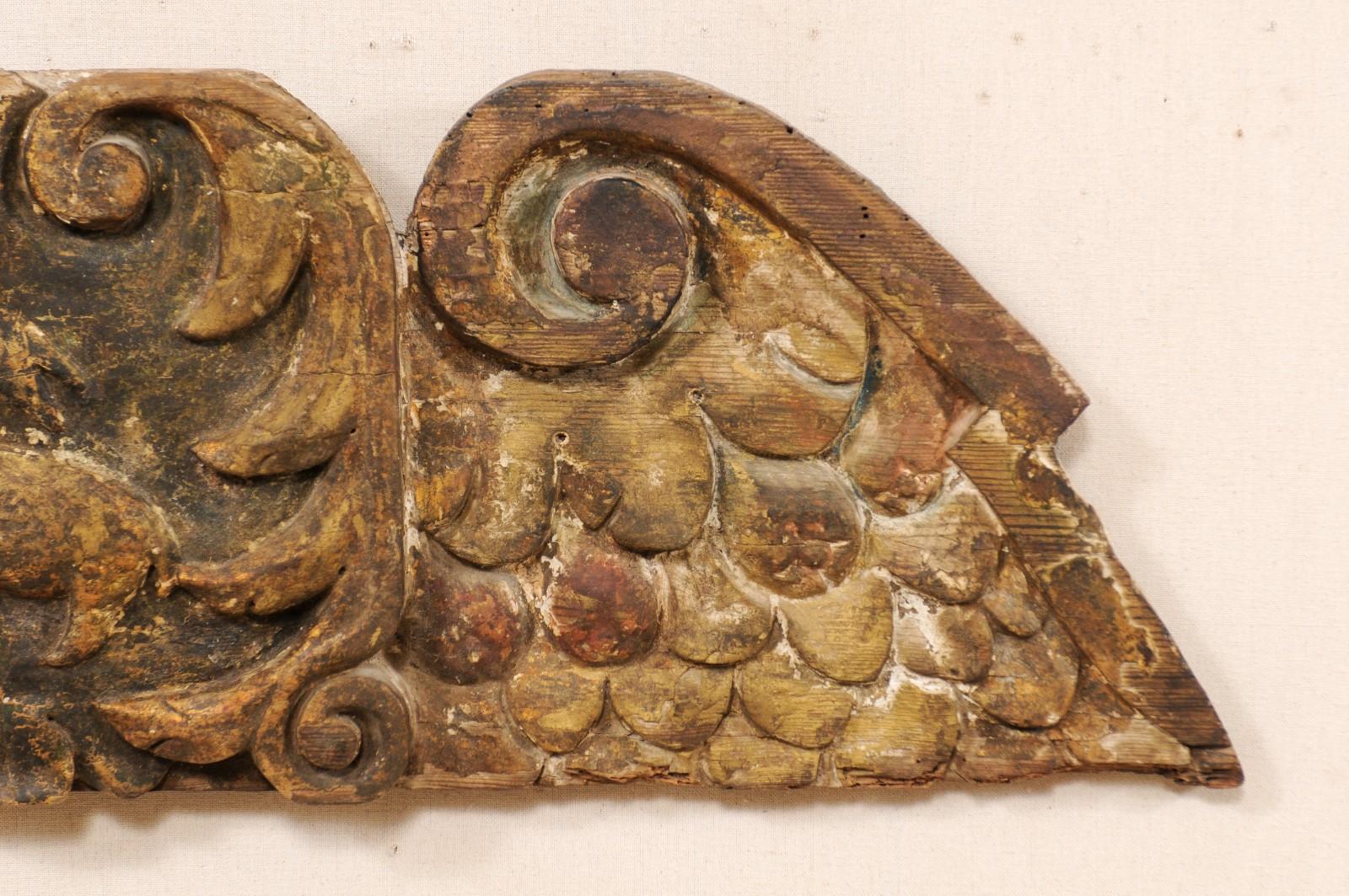 Late 18th Century Spanish Carved and Painted Wood Wing Fragment 3
