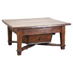 Late 18th-century Spanish coffee table with deep drawer and a beautiful patina