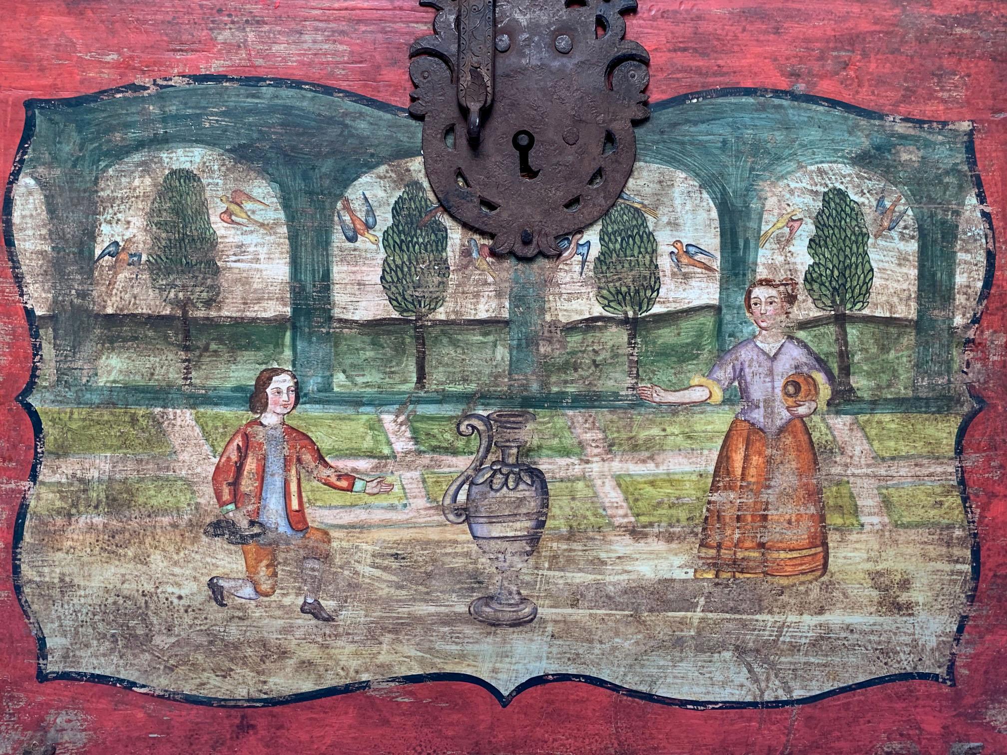 Hand-Painted Late 18th Century Spanish Colonial Bargueño For Sale