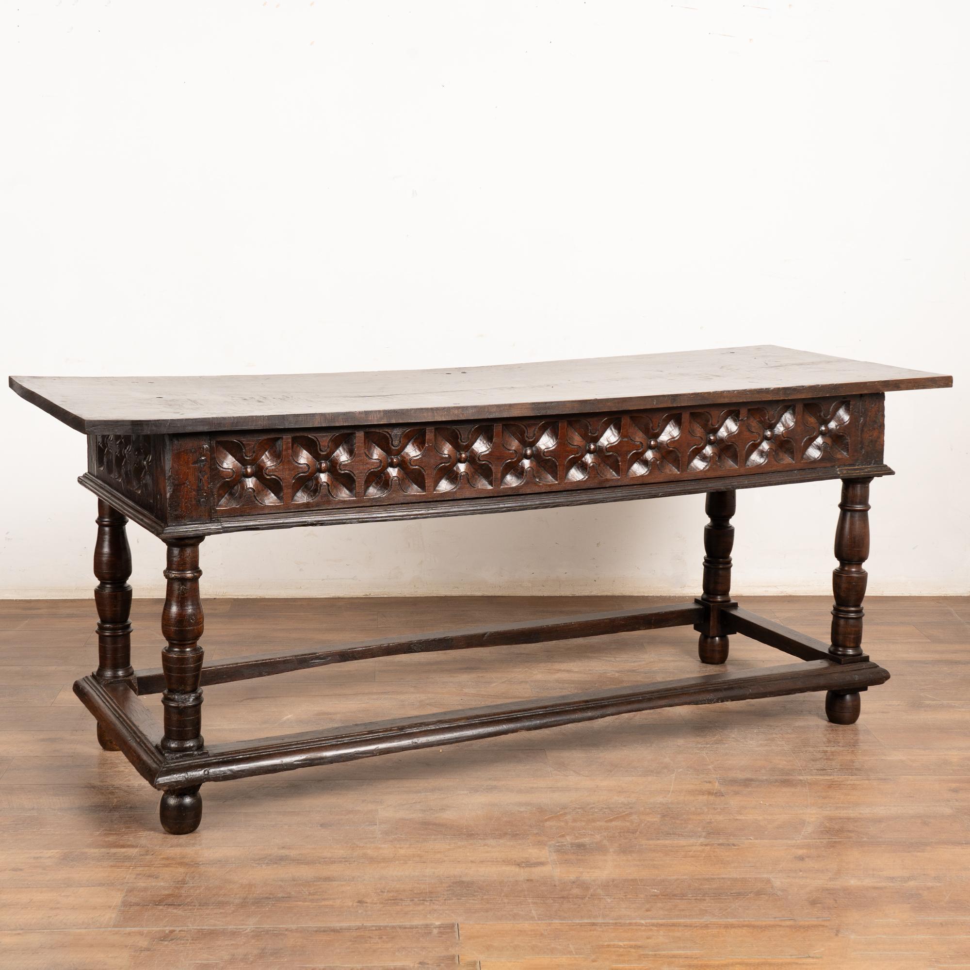 Late 18th Century Spanish Oak Console Table with Two Drawers For Sale 12