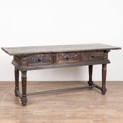 Late 18th Century Spanish Oak Three Drawer Console Table