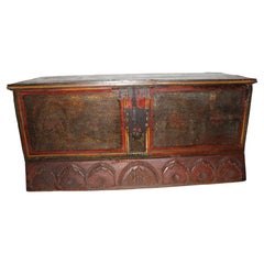 Arqueta Pintada Provincial Española de Finales del Siglo XVIII con Influencia Morisca