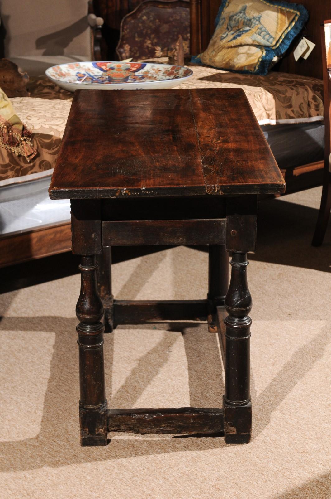 Late 18th Century Spanish Walnut Console Table with Brass Studs 4