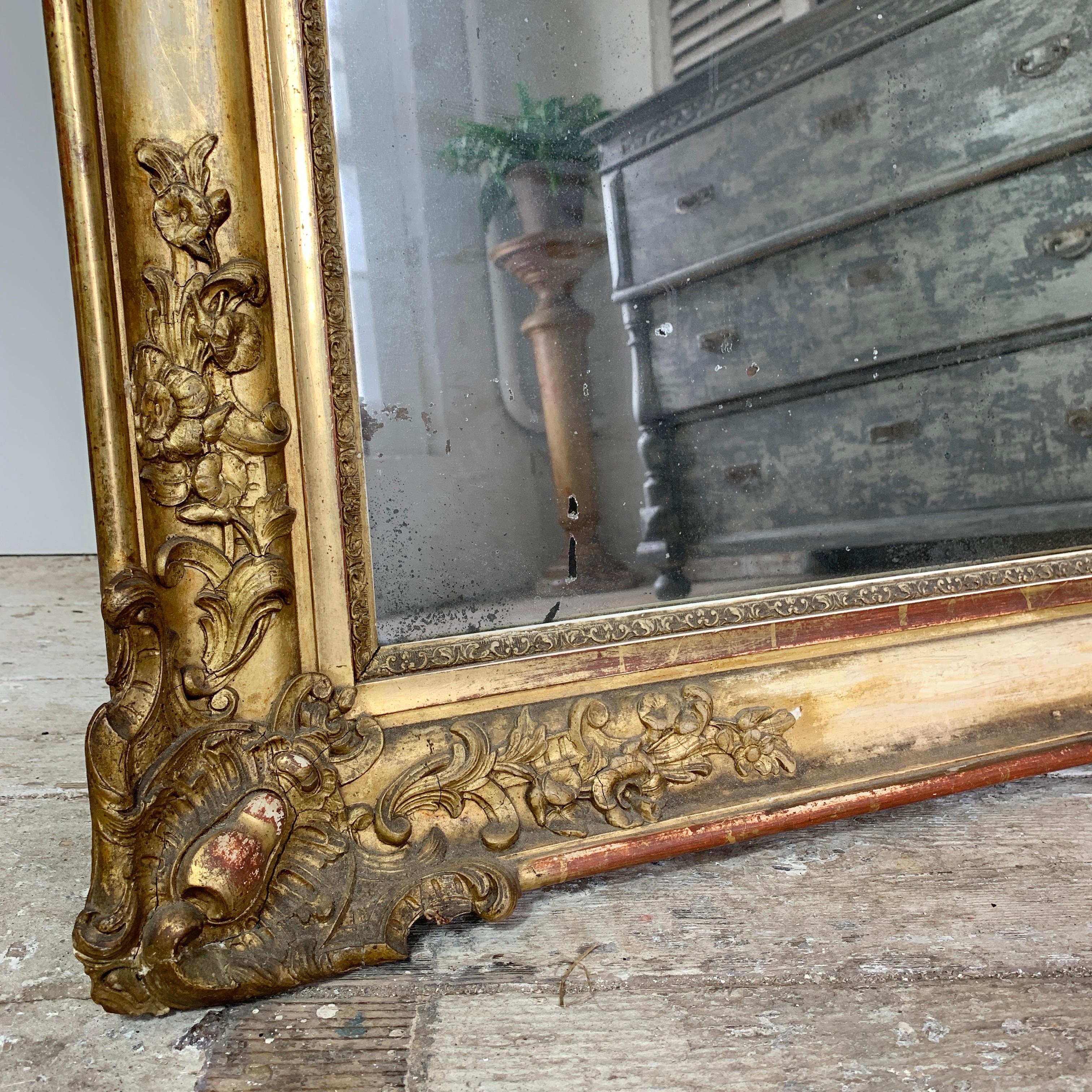 XVIIIe siècle et antérieur A.I.C. Antique Mirror, fin du 18ème siècle, avec plaque fendue en or en vente