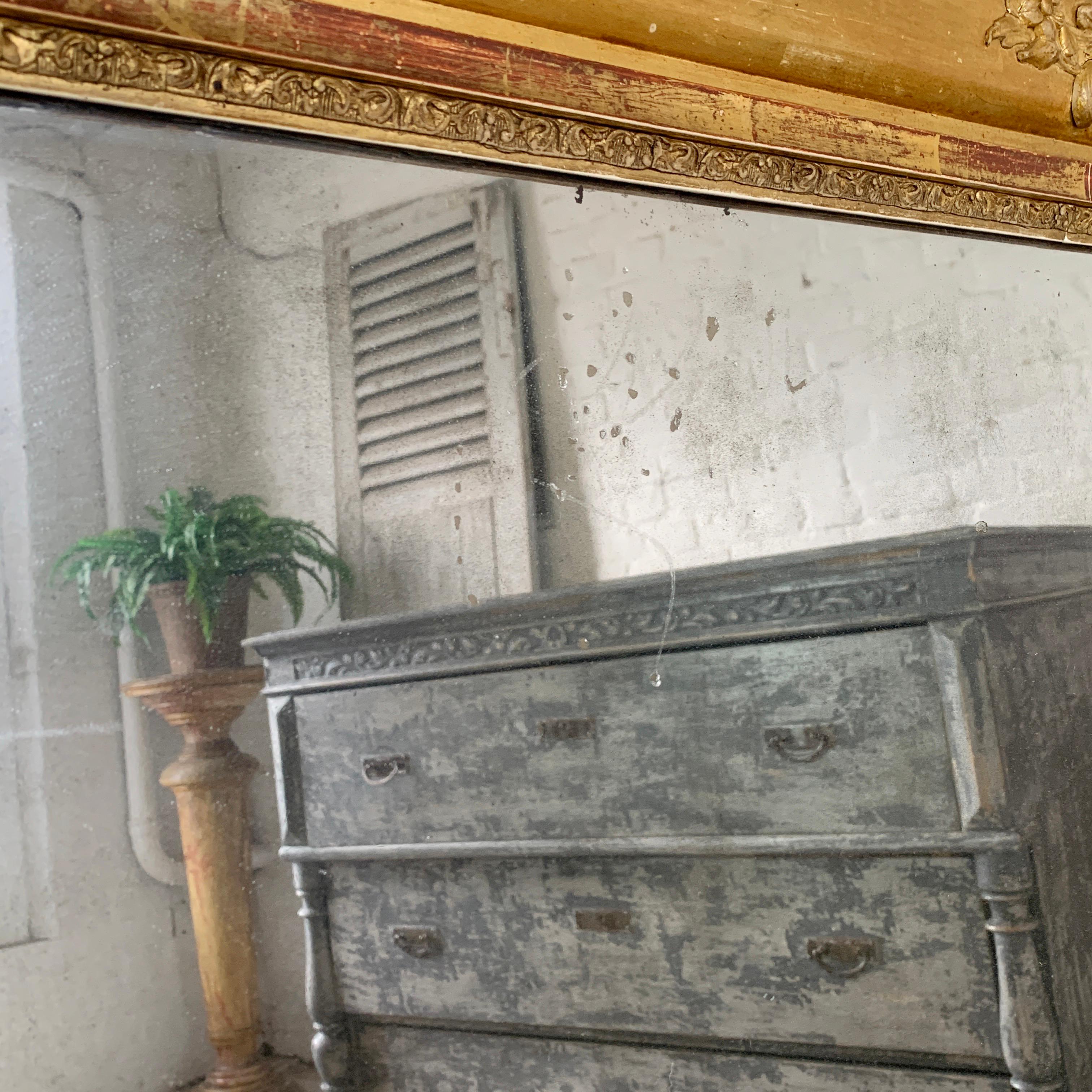 Late 18th C Gold Split Plate Antique French Mirror For Sale 2