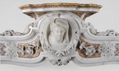 Late 18th century Statuary and Brocatelle marble fireplace with putti