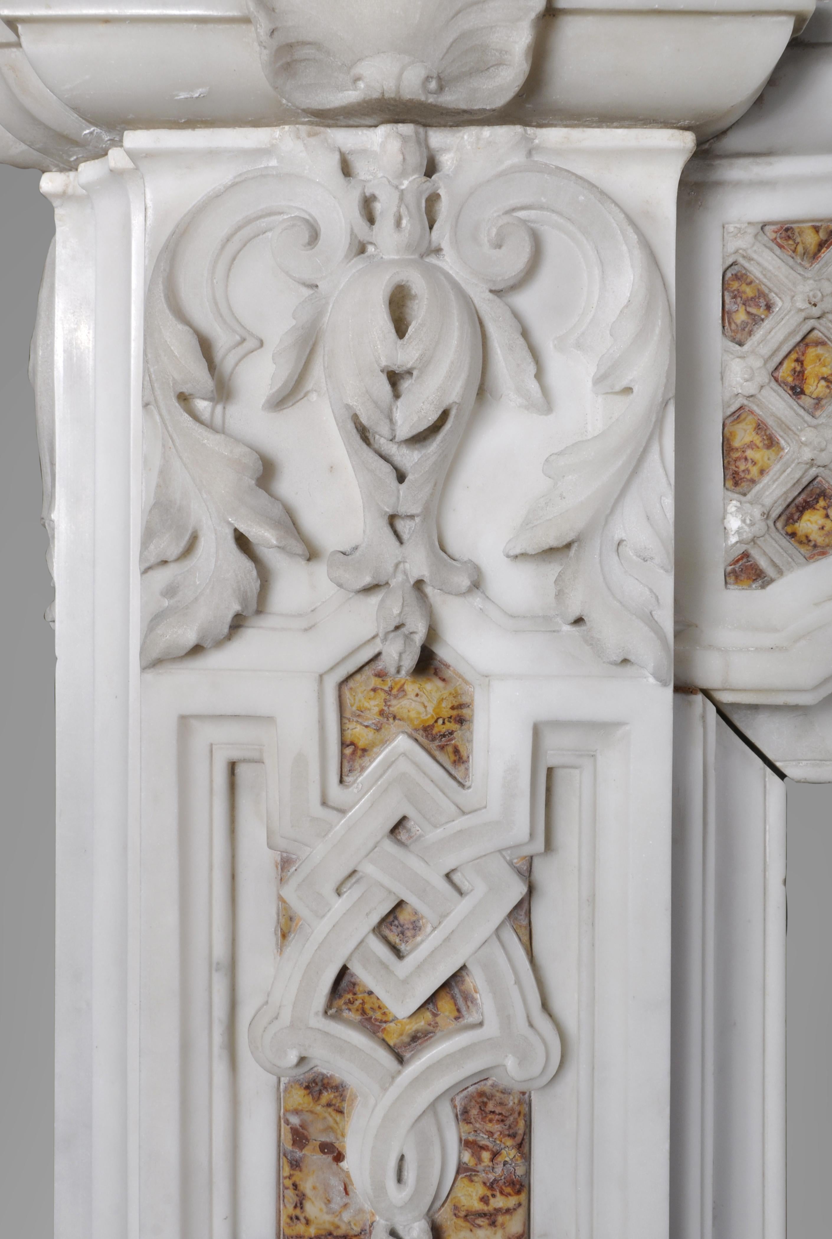 Late 18th century Statuary and Brocatelle marble fireplace with putti For Sale 3
