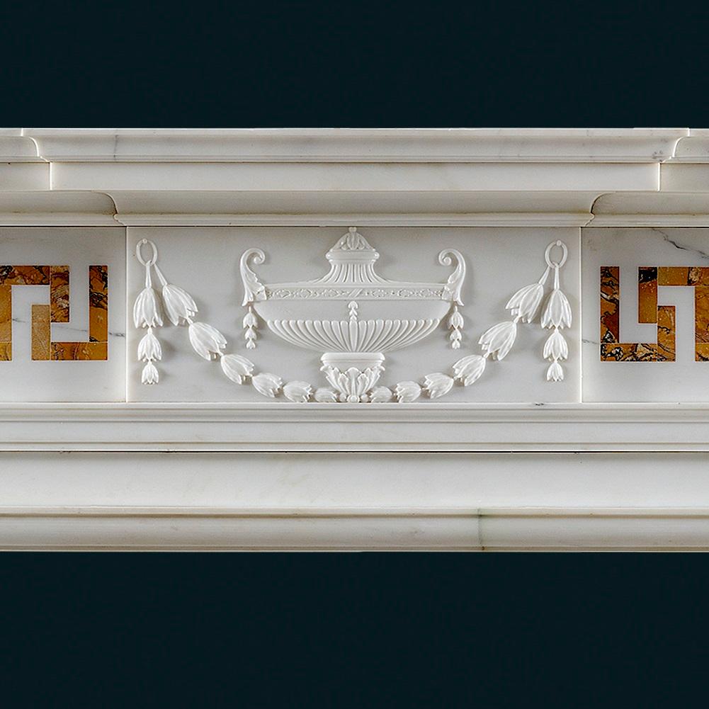 Molded Late 18th Century Statuary and Siena Fireplace of Neoclassical Design For Sale
