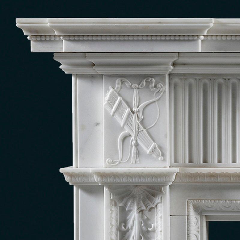 British Late 18th Century Statuary Marble Fireplace in the Neoclassical Style