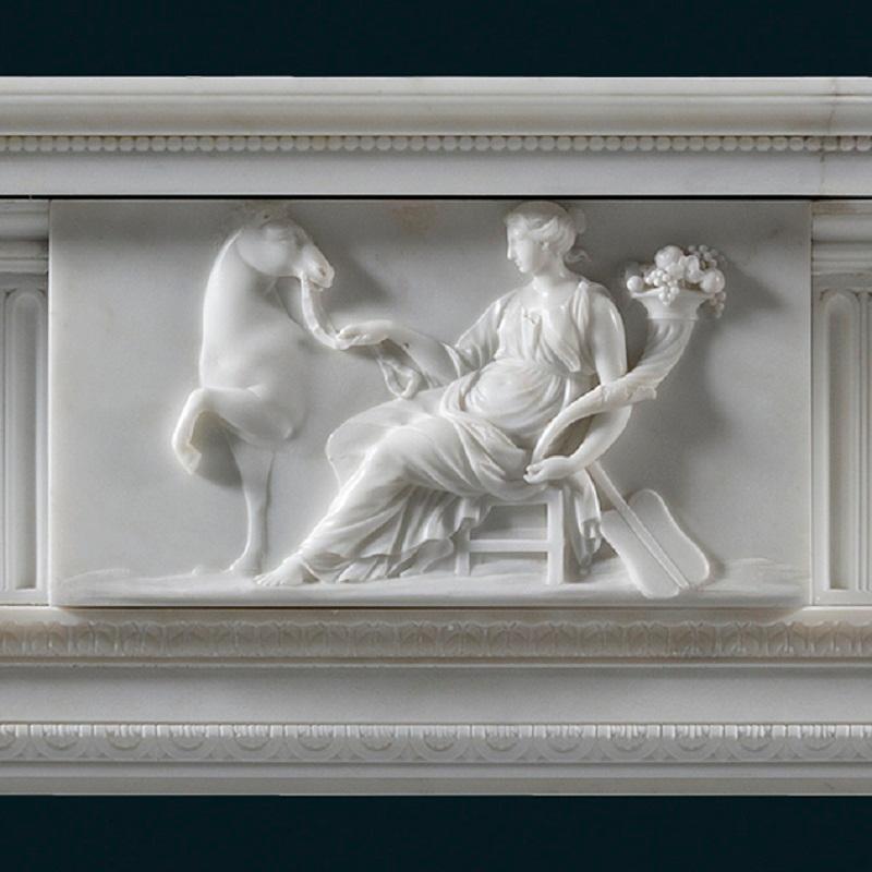 Carved Late 18th Century Statuary Marble Fireplace in the Neoclassical Style