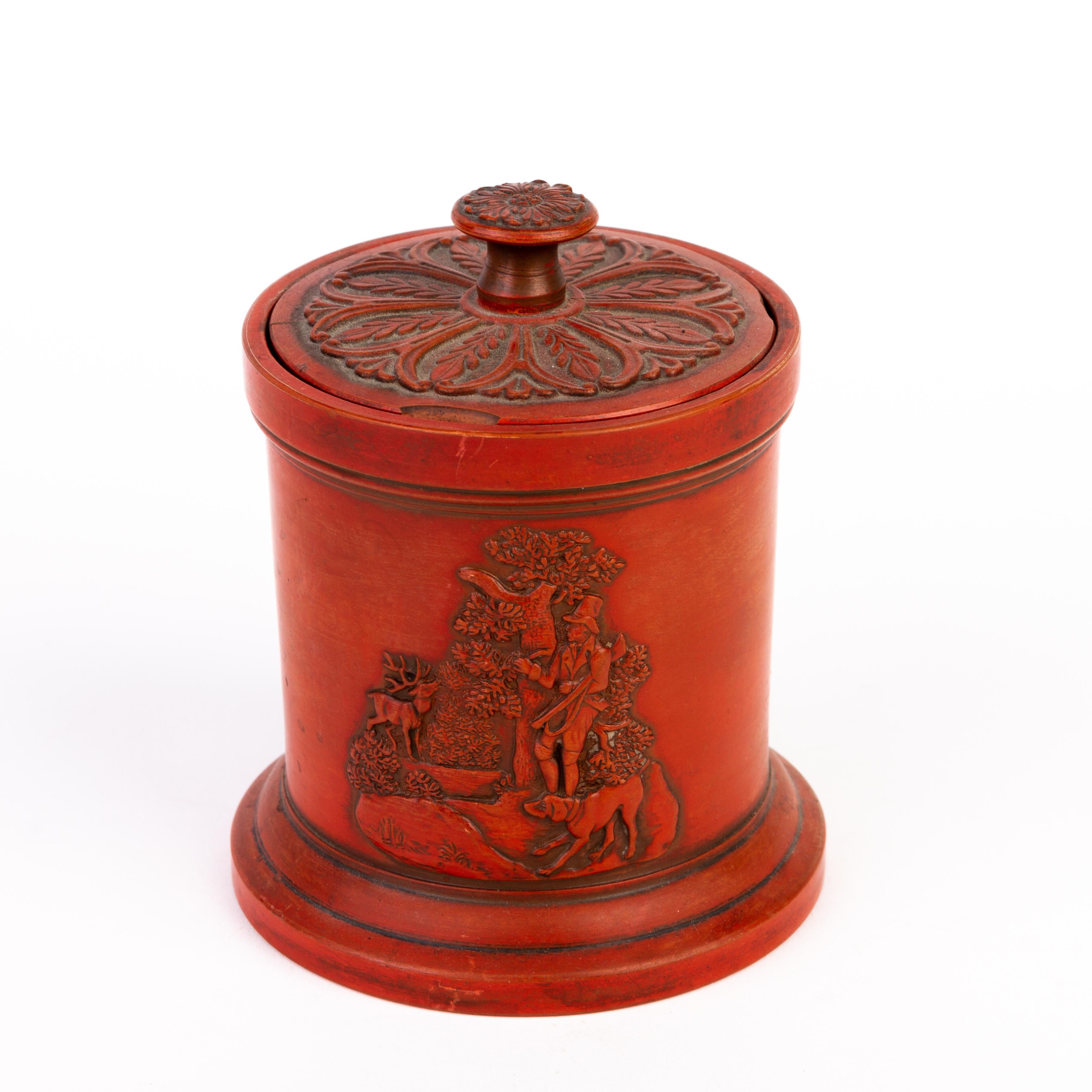 Late 18th Century Stoneware Hunting Scene Tobacco Jar In Good Condition For Sale In Nottingham, GB