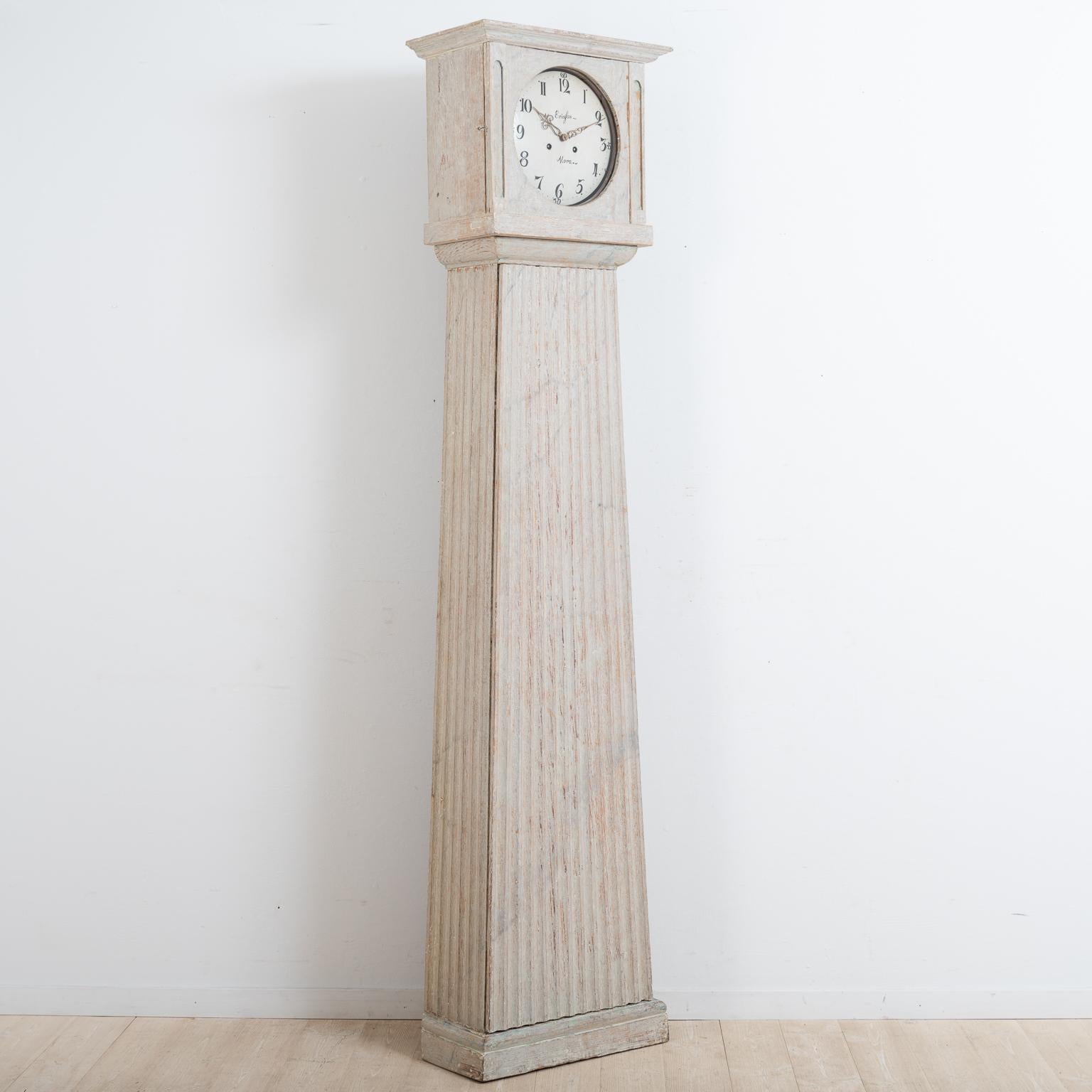Pine Late 18th Century Straight Gustavian Long Case Clock
