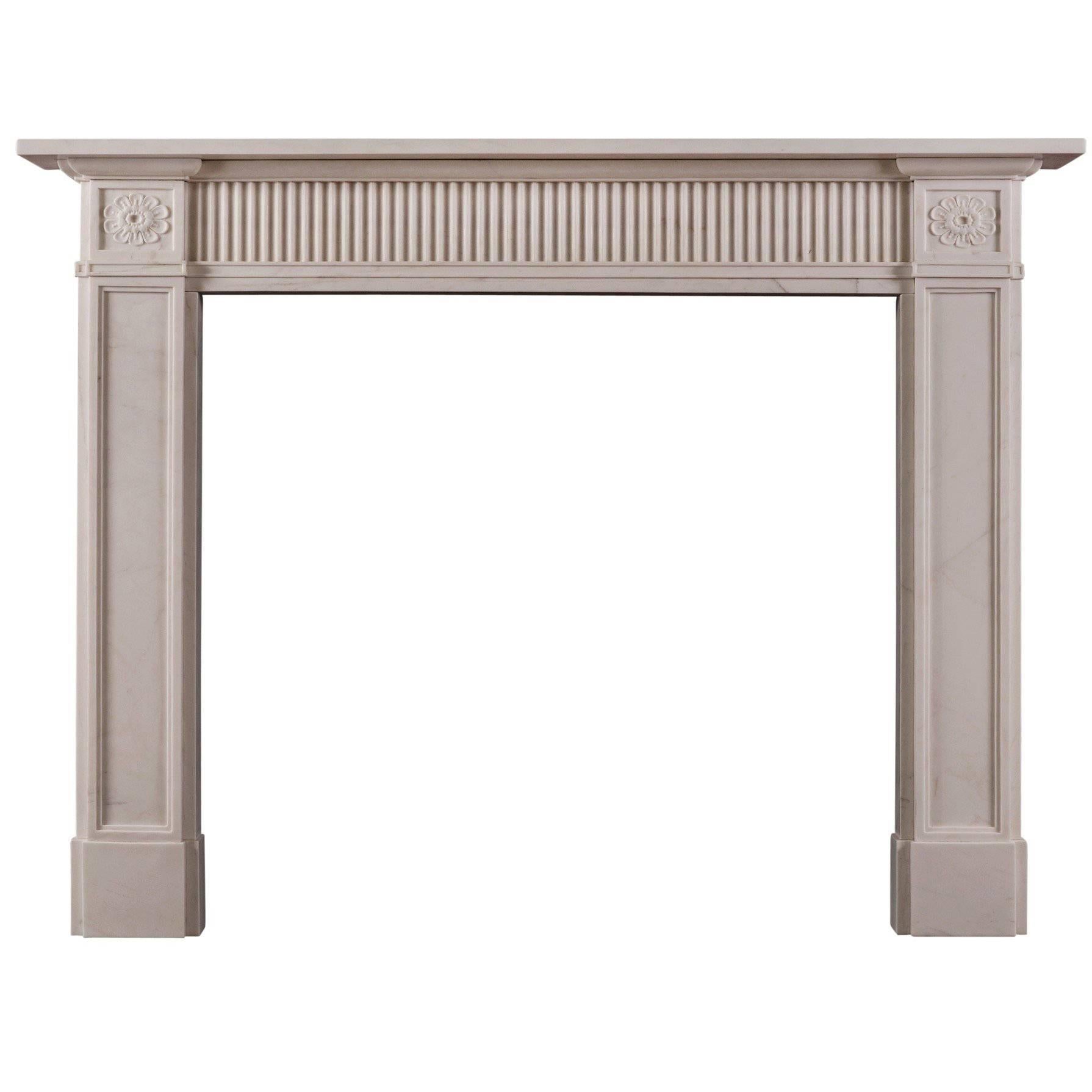 Late 18th Century Style White Marble Fireplace