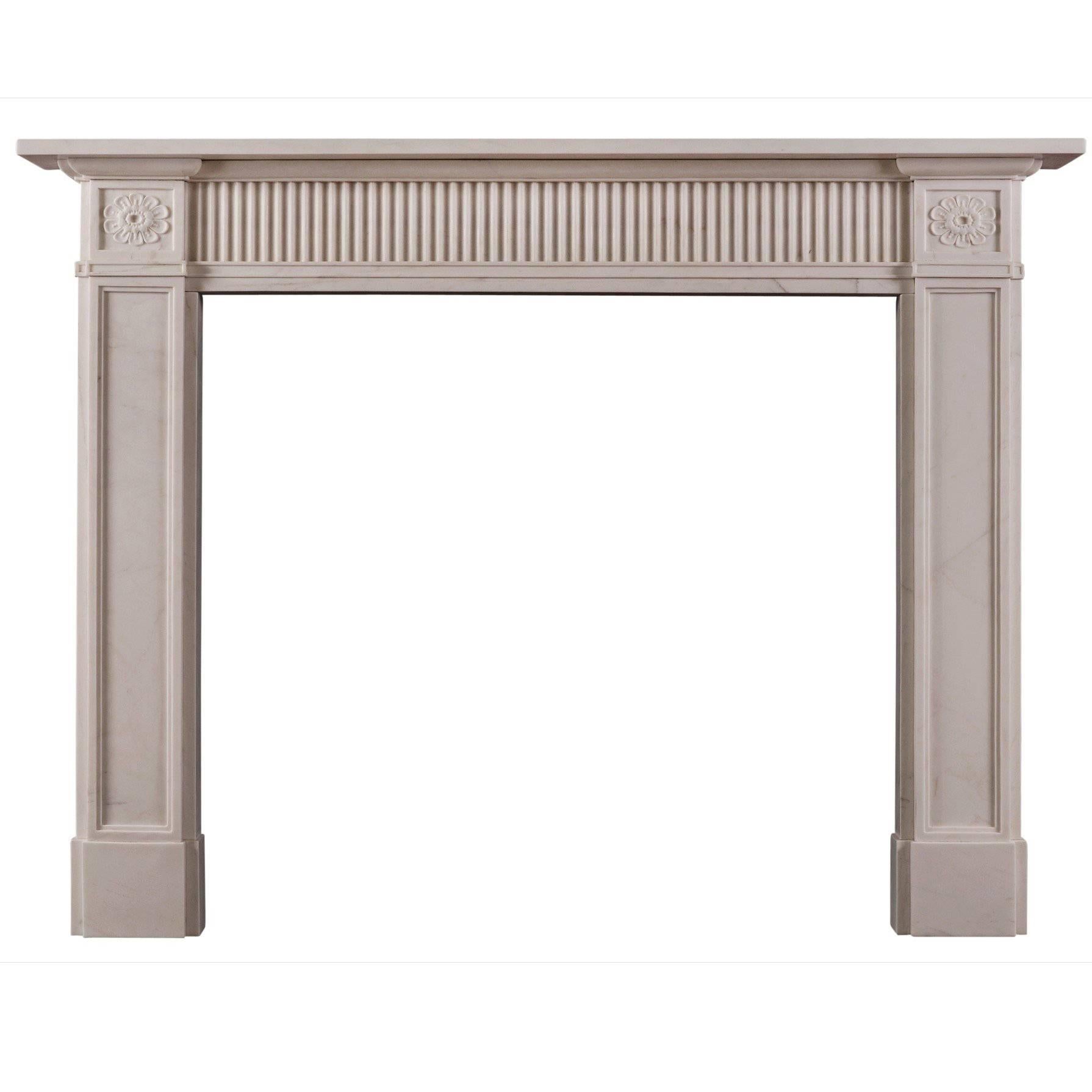 Late 18th Century Style White Marble Fireplace For Sale