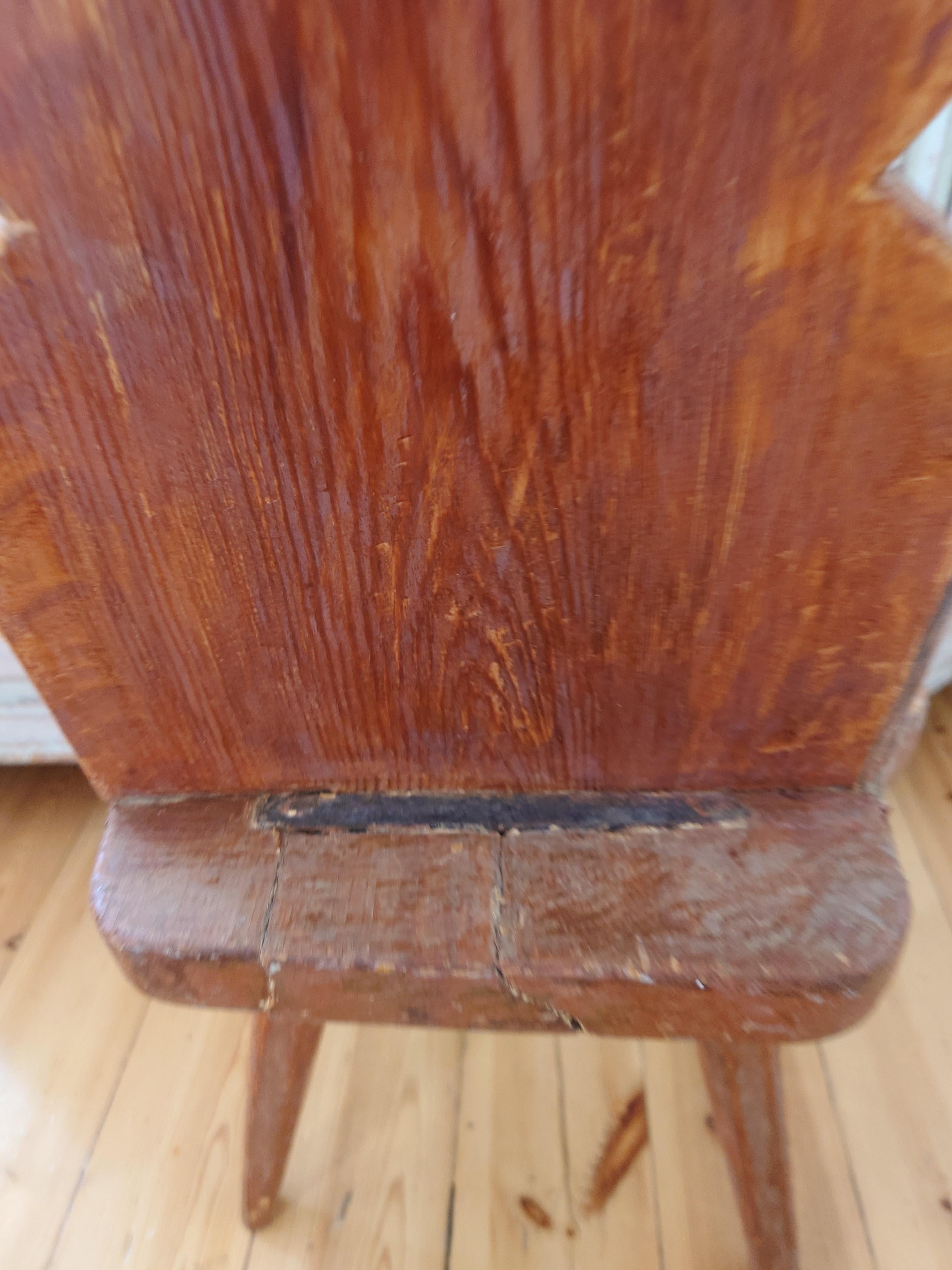 Late 18th Century Swedish Antique Country Rustic Folk Art Chair  For Sale 4