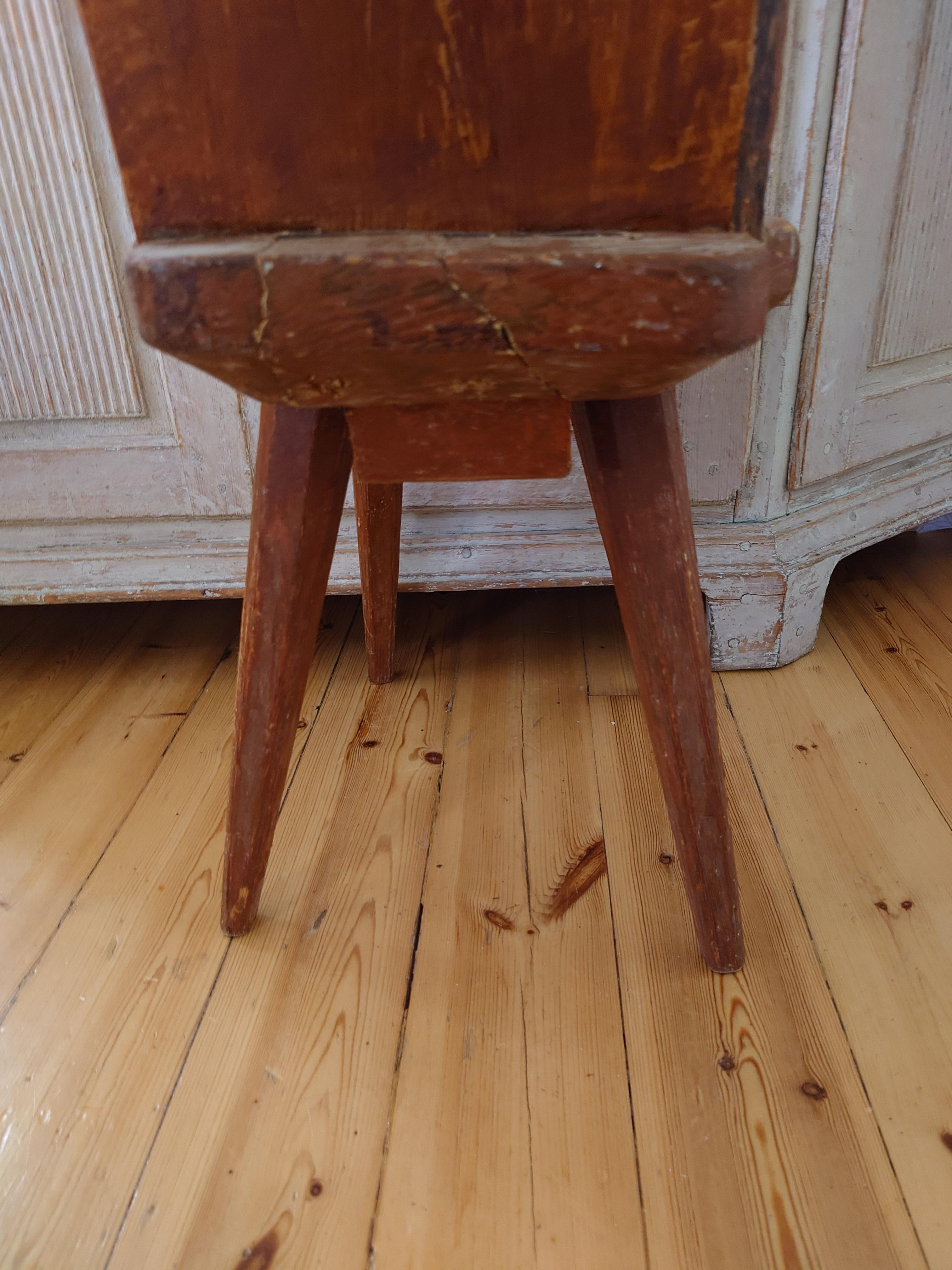 Late 18th Century Swedish Antique Country Rustic Folk Art Chair  For Sale 5