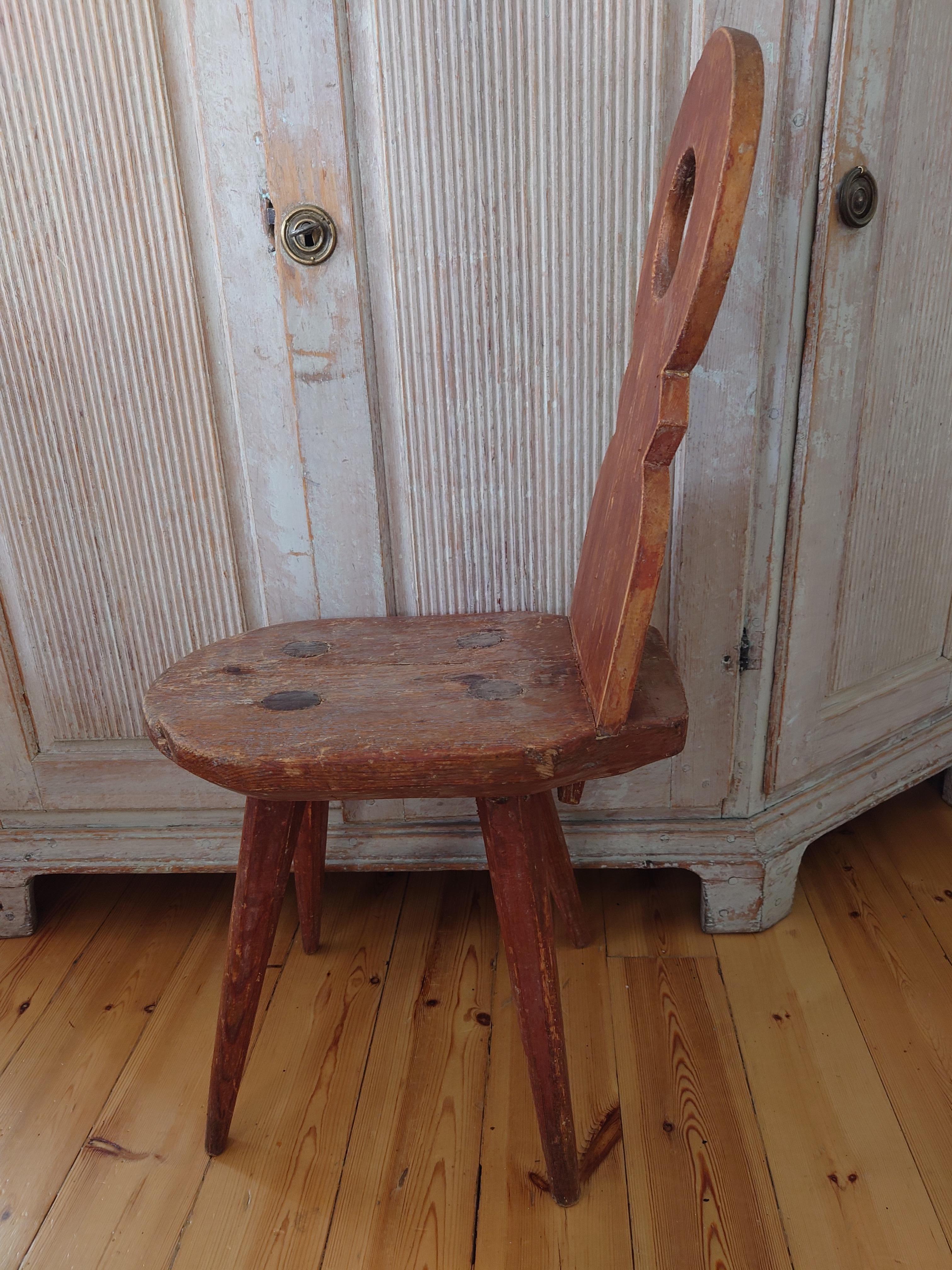 Late 18th Century Swedish Antique Country Rustic Folk Art Chair  For Sale 6