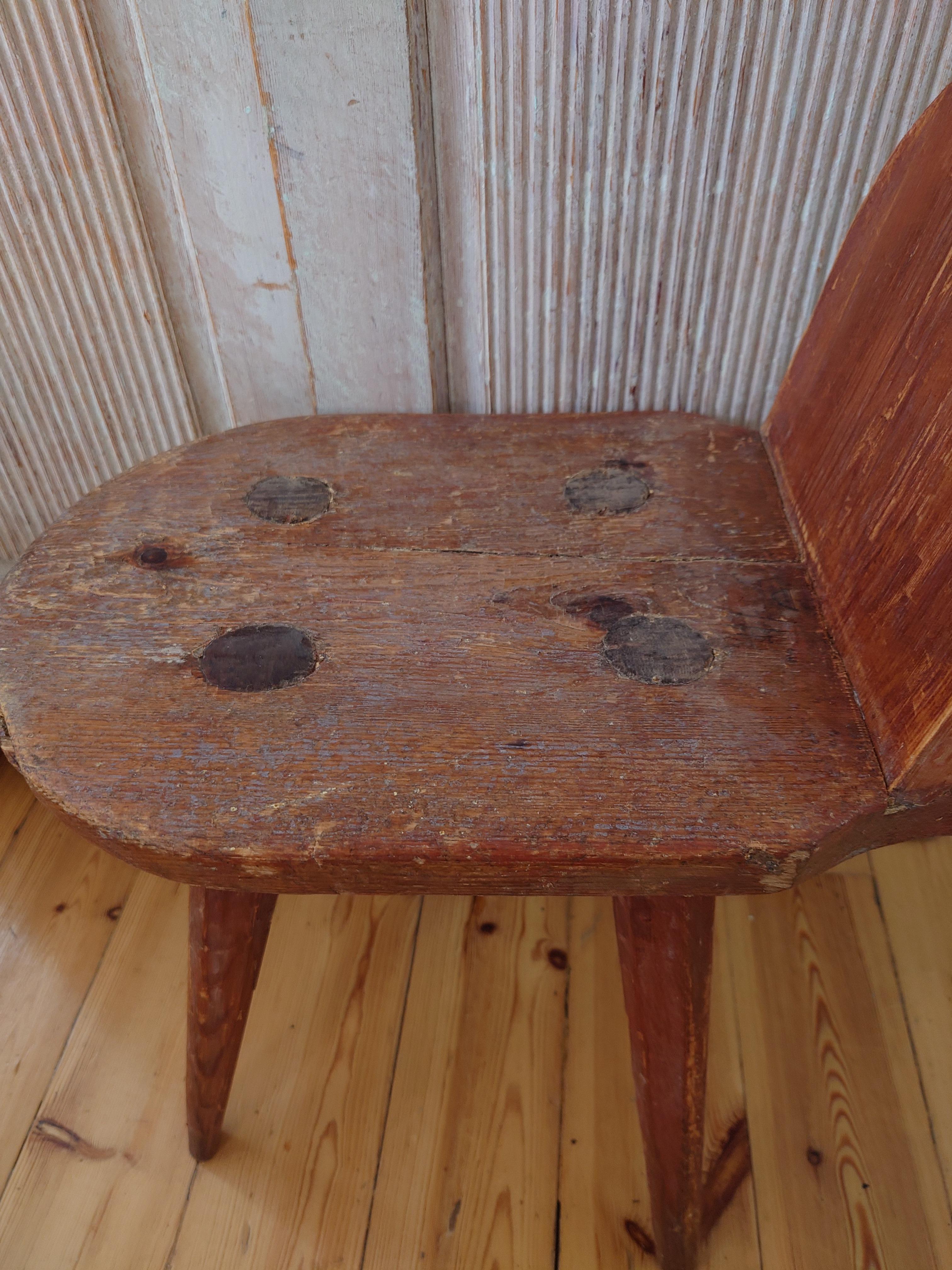 Late 18th Century Swedish Antique Country Rustic Folk Art Chair  For Sale 7