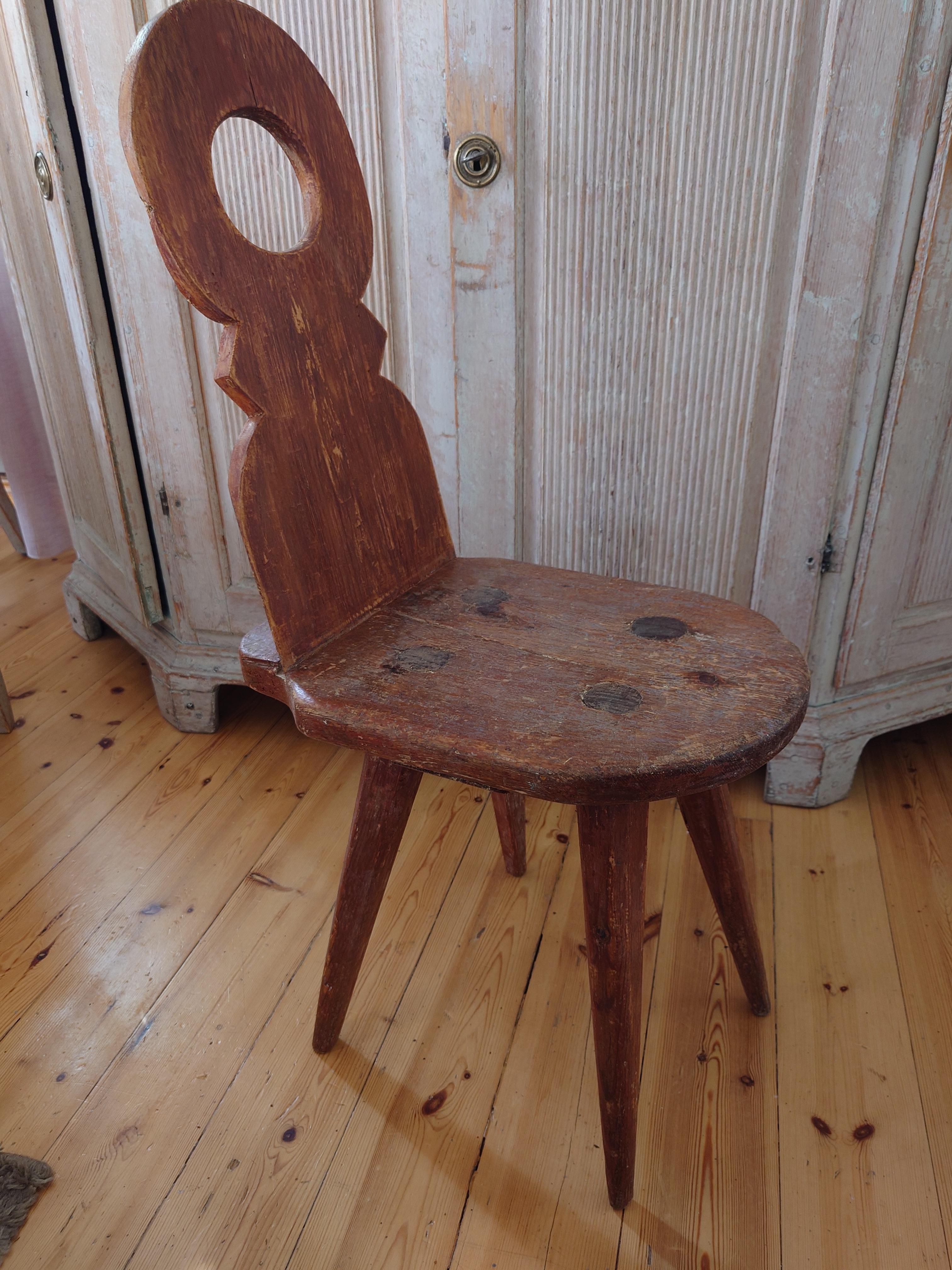 Late 18th Century Swedish Antique Country Rustic Folk Art Chair  For Sale 10
