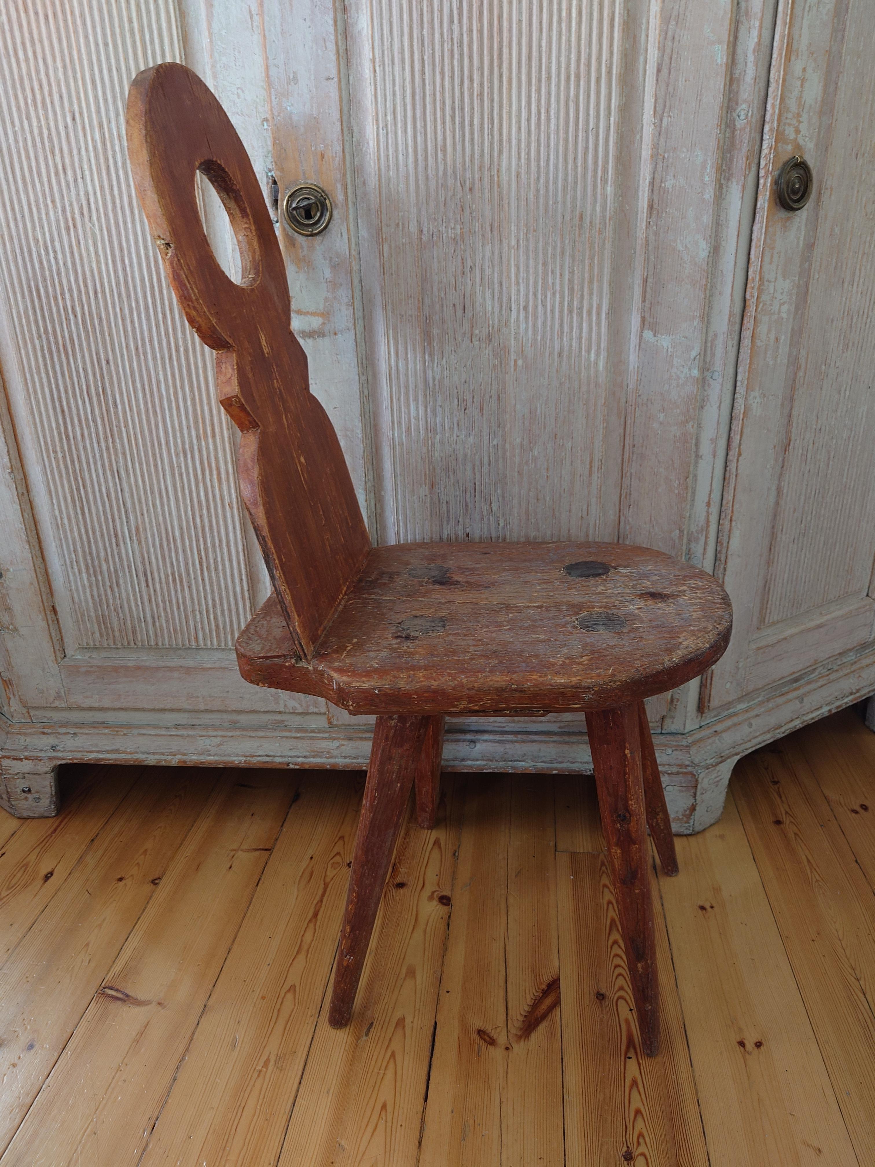 Late 18th Century Swedish Antique Country Rustic Folk Art Chair  For Sale 1