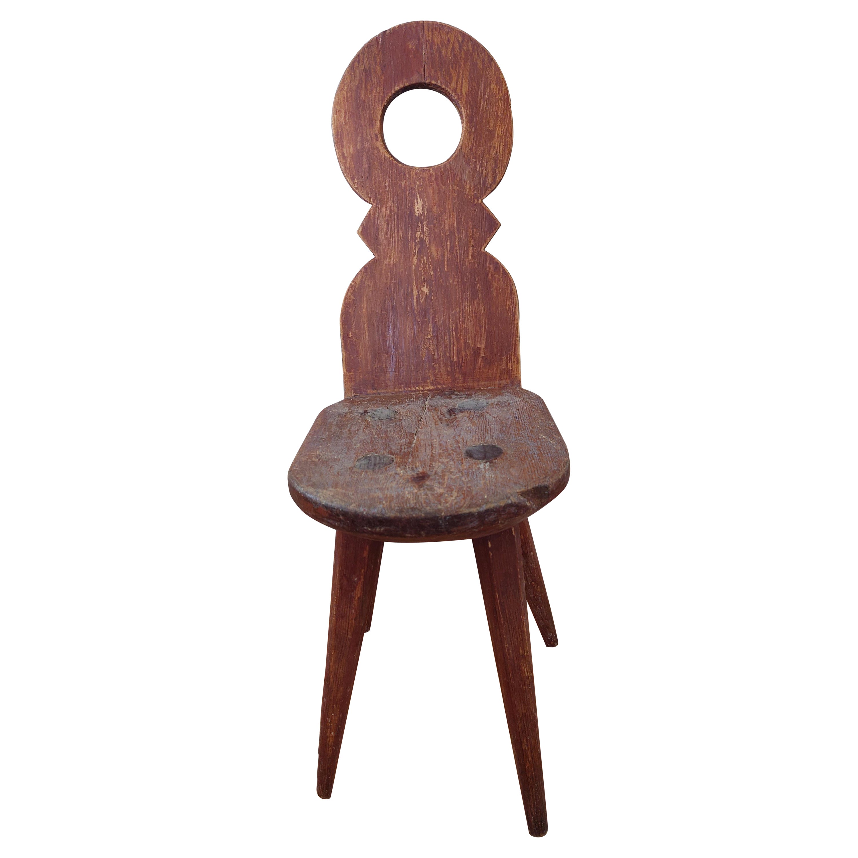 Chaise suédoise de la fin du 18ème siècle, ancienne, rustique et folklorique