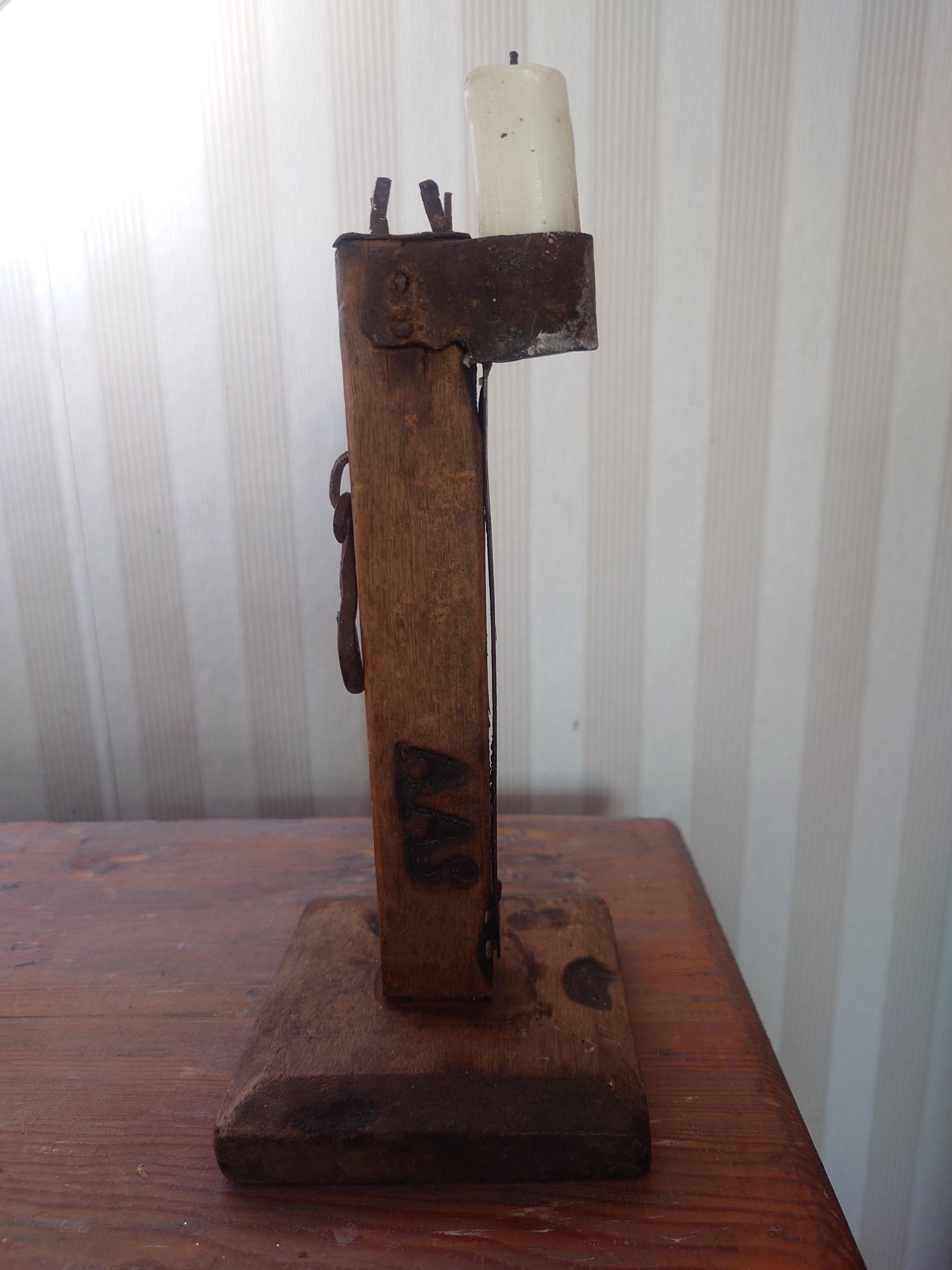 Folk Art Late 18th Century Swedish antique iron stick genuine rustic with owner mark For Sale