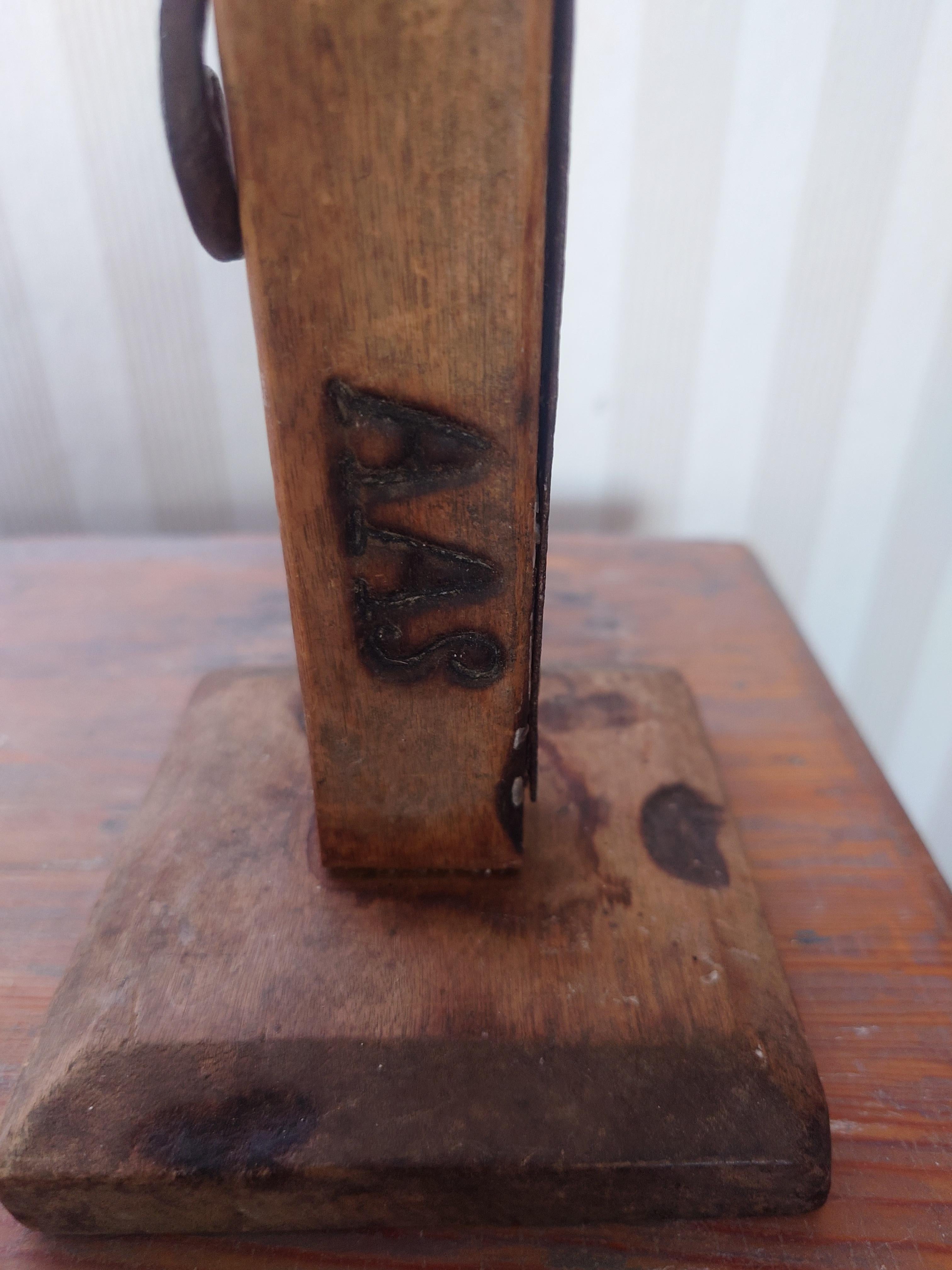 Late 18th Century Swedish antique iron stick genuine rustic with owner mark In Good Condition For Sale In Boden, SE