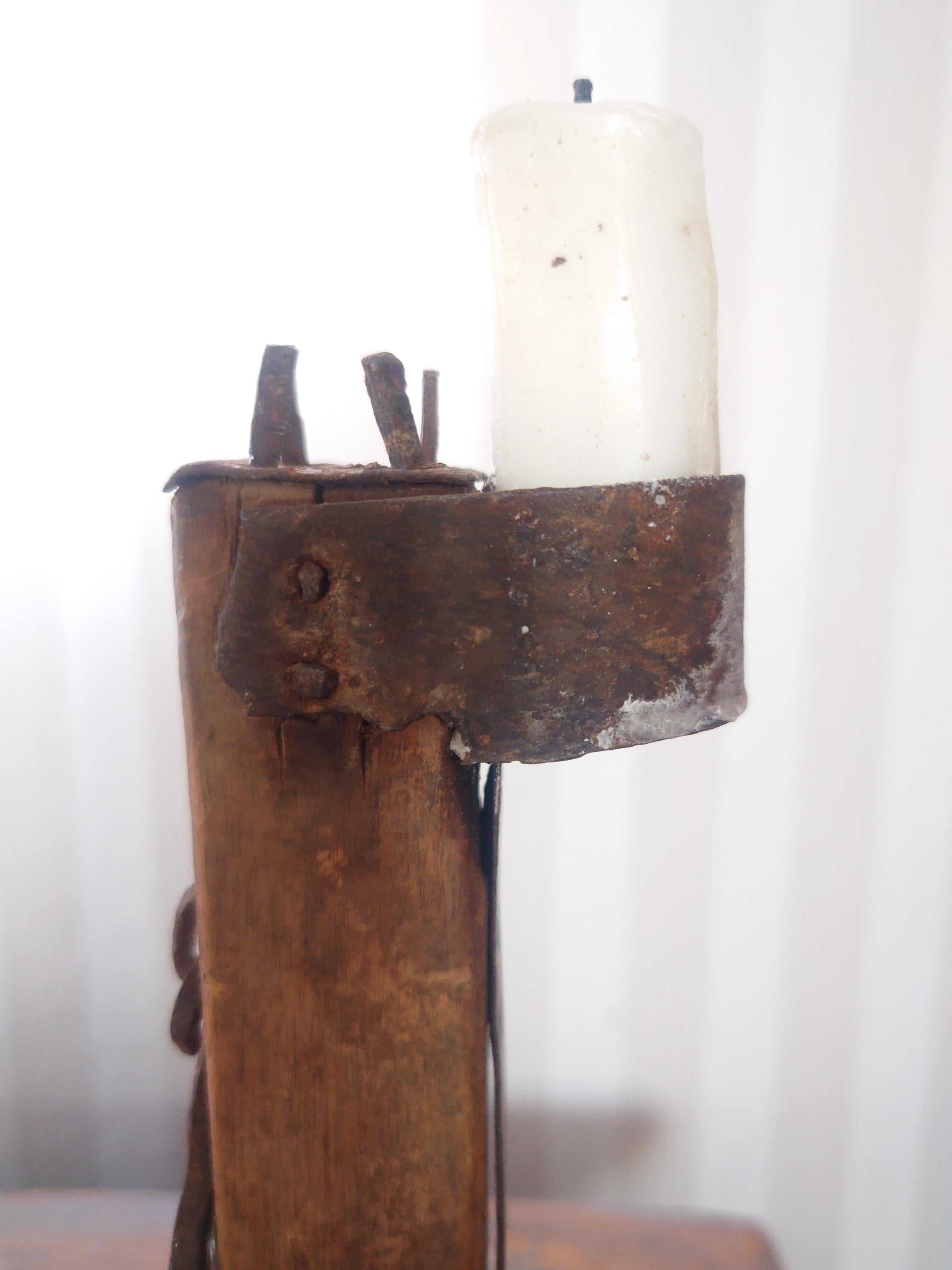 Iron Late 18th Century Swedish antique iron stick genuine rustic with owner mark For Sale