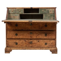 Antique Late 18th Century Swedish Baroque Pine Secretary Desk